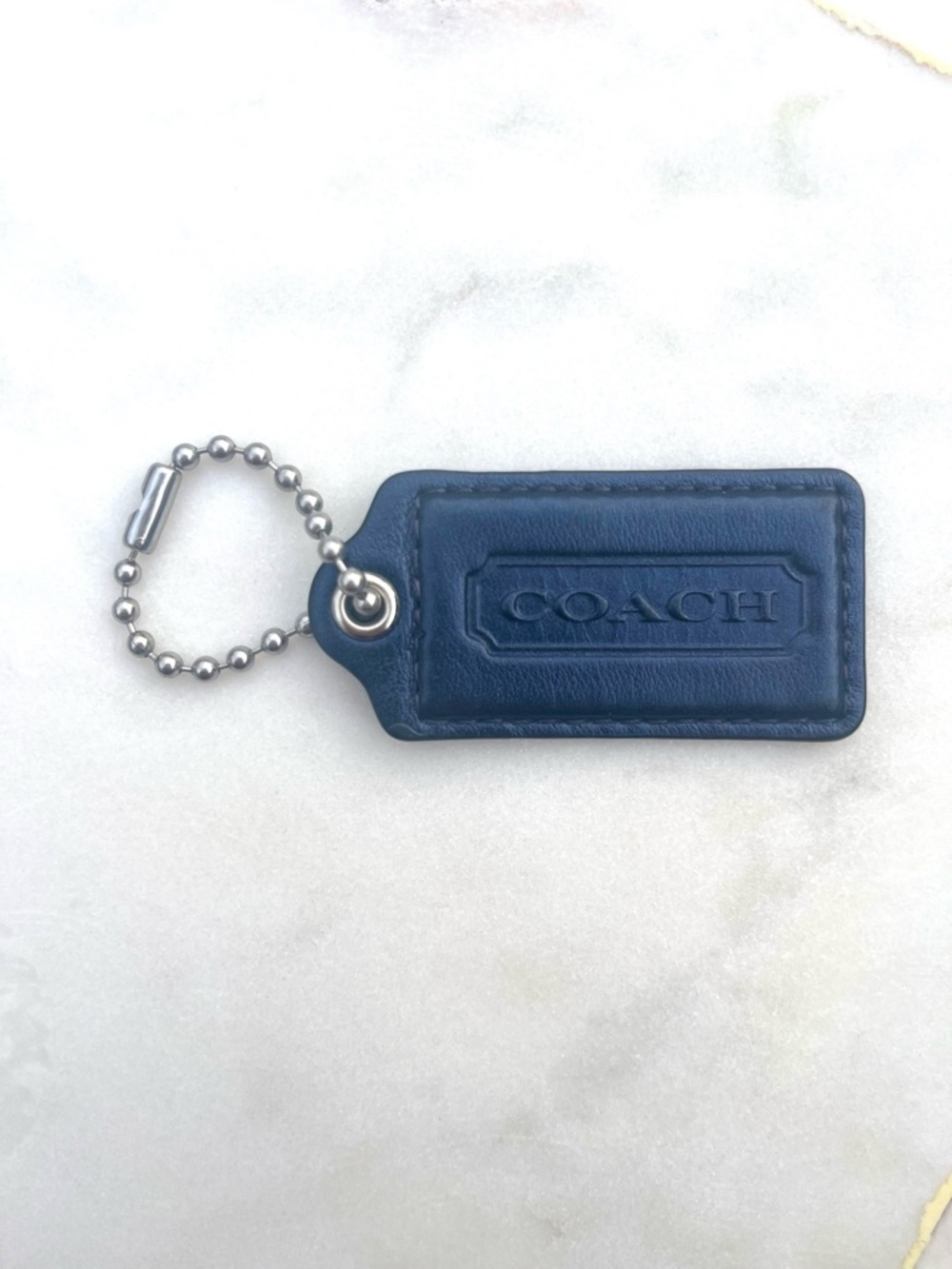 COACH Vintage Leather Hang Tag, Blue Sheen